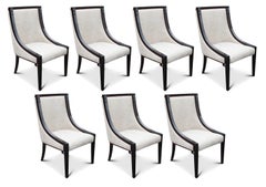 Chaise de salle à manger Gondola néo-empire avec cadre ébénisé, damas gris