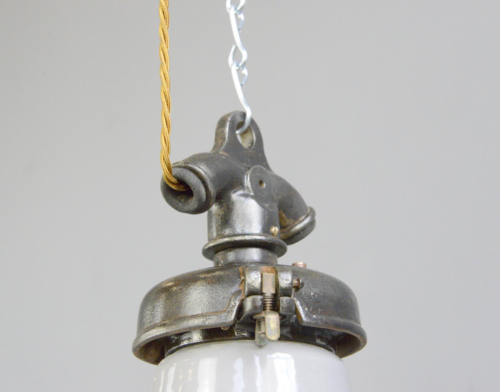 Industrial Grey Enamel Factory Lights by Credalux, circa 1930s