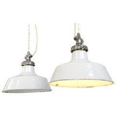 Vintage Grey Enamel Factory Lights by Credalux, circa 1930s