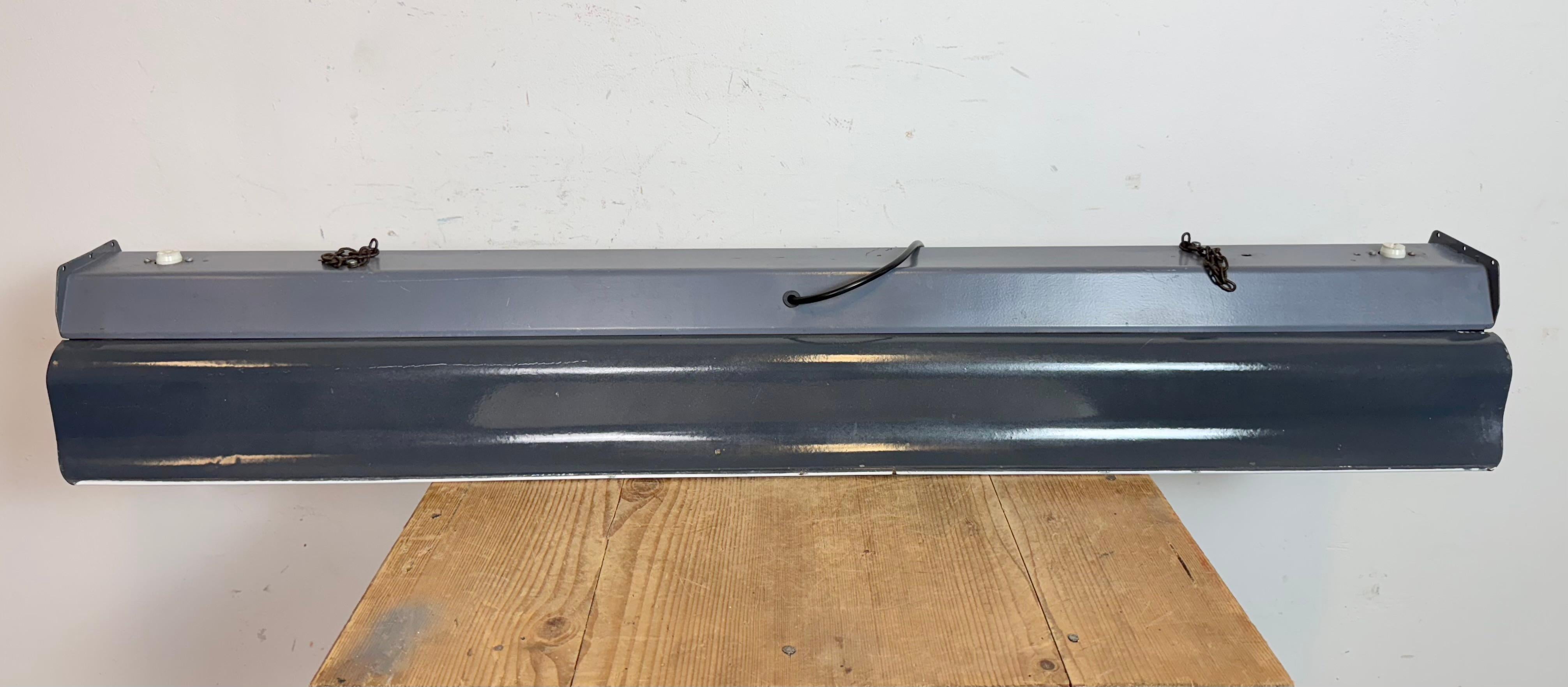 Grey Enamel Industrial Hanging Tube Light from Elektrosvit, 1960s For Sale 9