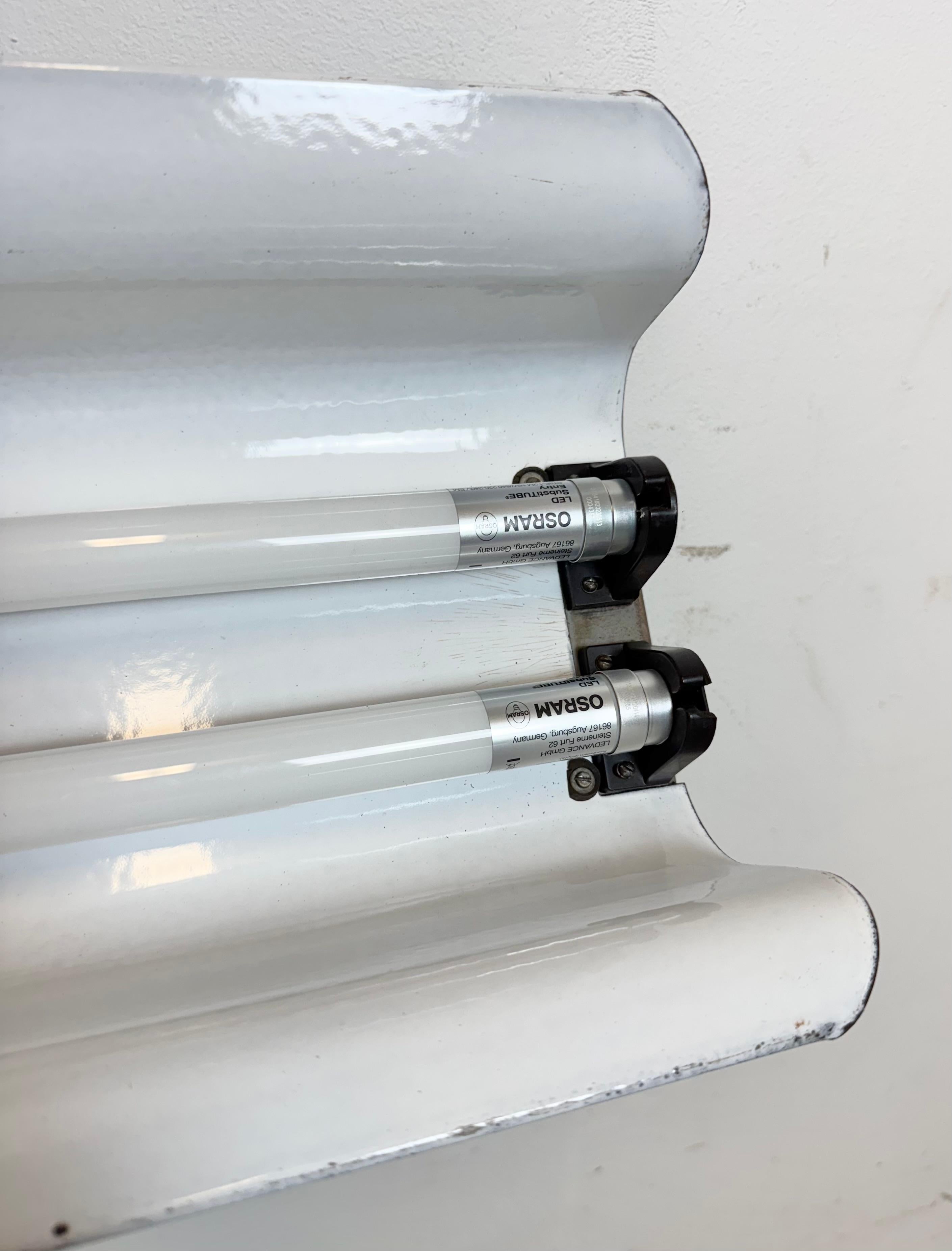 Grey Enamel Industrial Hanging Tube Light from Elektrosvit, 1960s For Sale 12