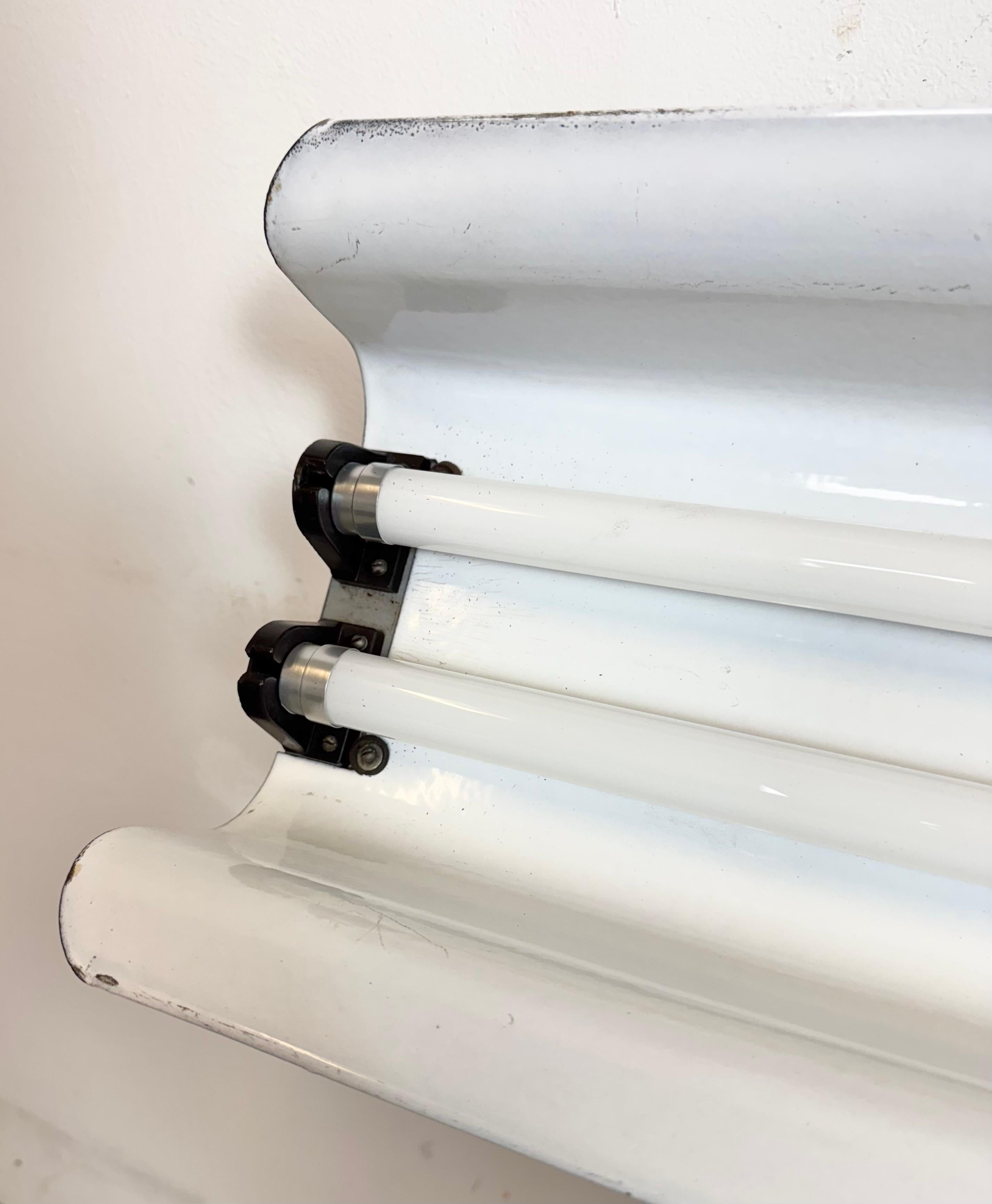 Grey Enamel Industrial Hanging Tube Light from Elektrosvit, 1960s For Sale 13