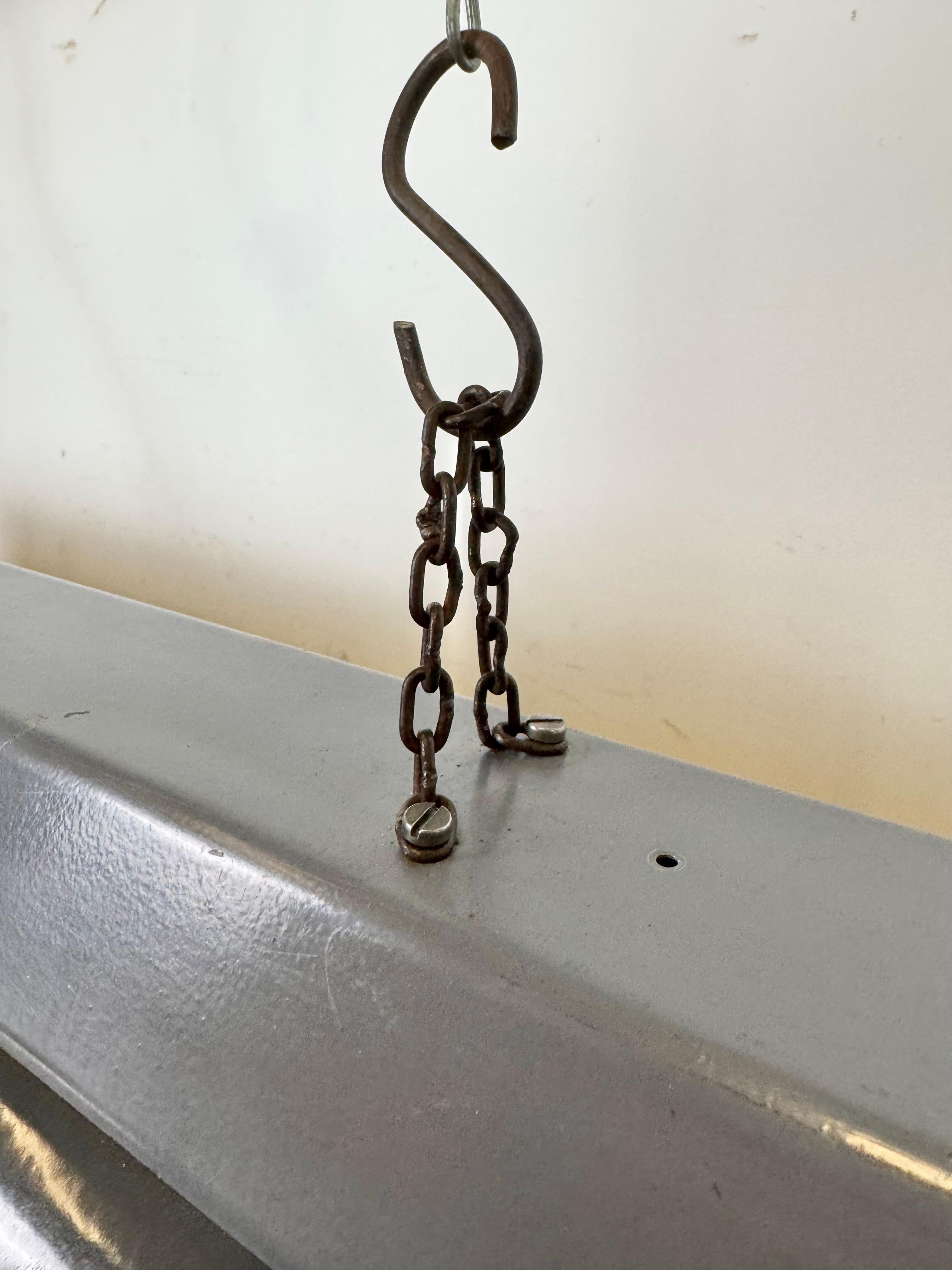 Iron Grey Enamel Industrial Hanging Tube Light from Elektrosvit, 1960s For Sale