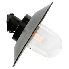 Grey Enamel Vintage Industrial Bakelite Clear Glass Sconces Wall Lamps