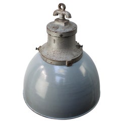 Lampade a sospensione in ghisa industriale smaltata grigia vintage di HWK