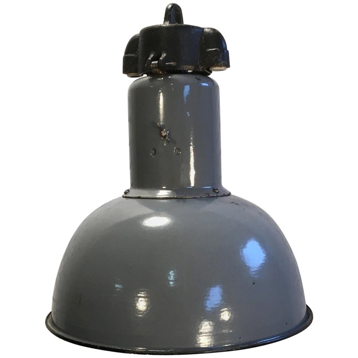 Grey Enamel Vintage Industrial Hanging Bauhaus Lamp