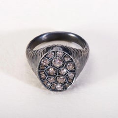 Grey Euphrates Turtle Diamond Filigree Ring in Sterling Silver by Dilara Ensari