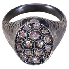Grey Euphrates Turtle Diamond Filigree Ring in Sterling Silver by Dilara Ensari