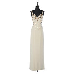 Graues Abendkleid mit Paillettenstickereien von Thierry Mugler Couture