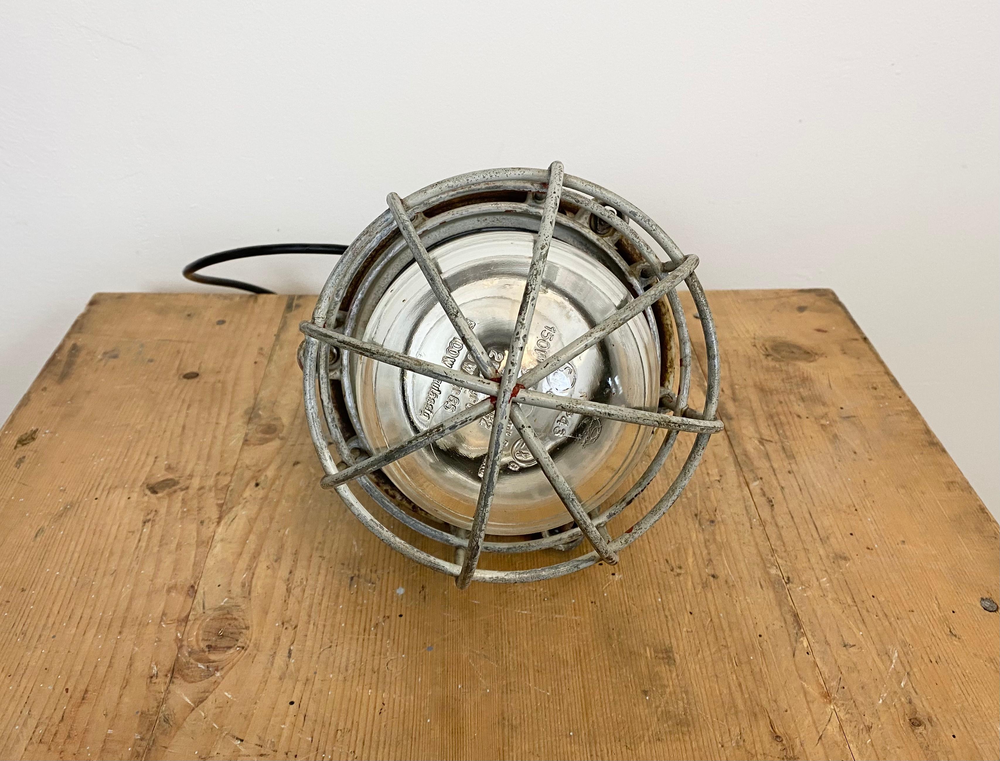 Grey Explosion-Proof Factory Bunker Cage Lamp from EOW, 1960s 2