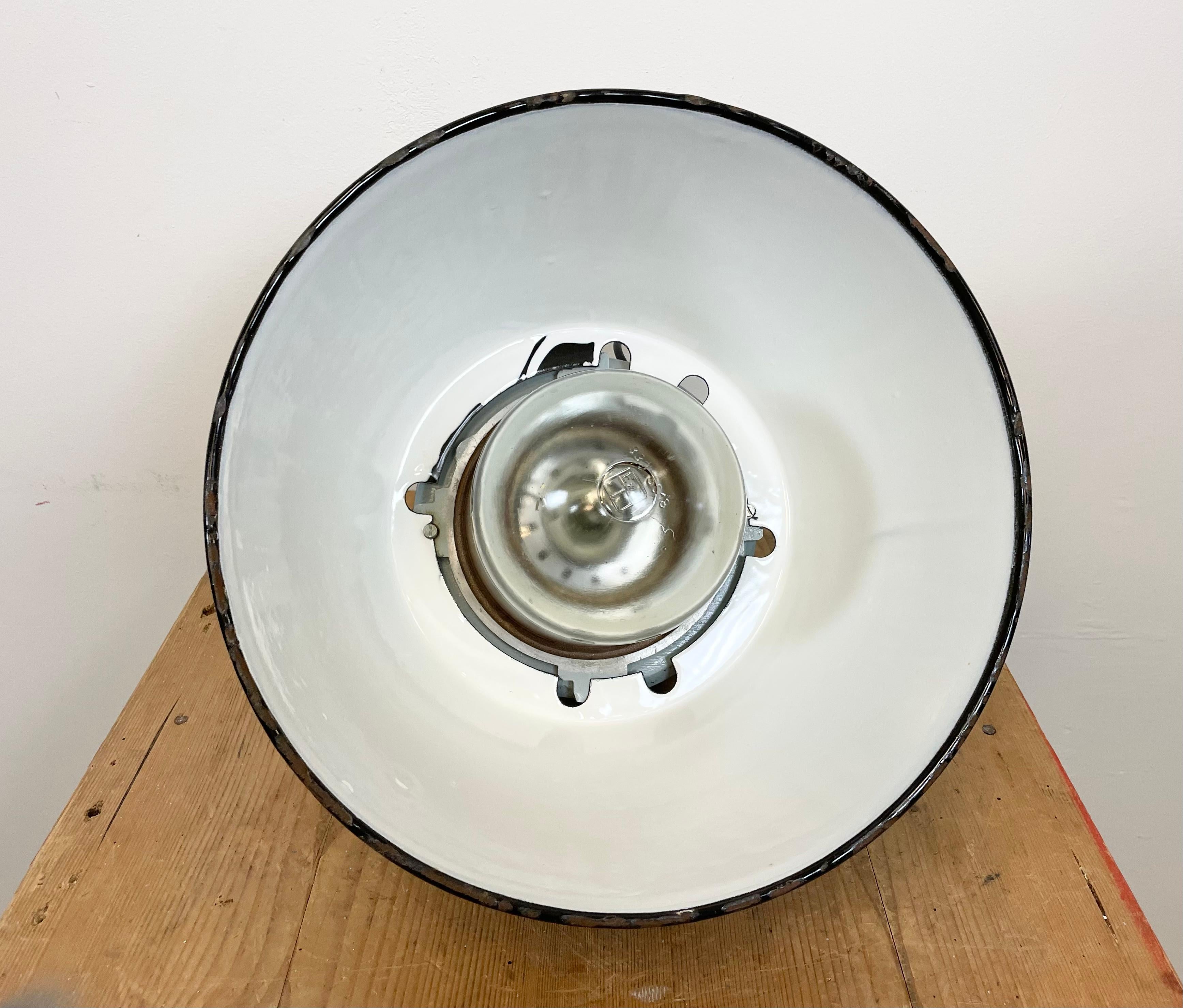 Grey Explosion Proof Lamp with Black Enameled Shade, 1970s For Sale 4