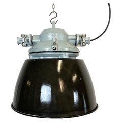 Grey Explosion Proof Lamp with Black Enameled Shade, 1970s