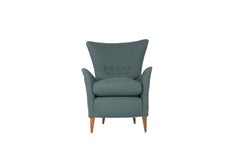 Poltrona italiana anni '50 in tessuto grigio e Wood