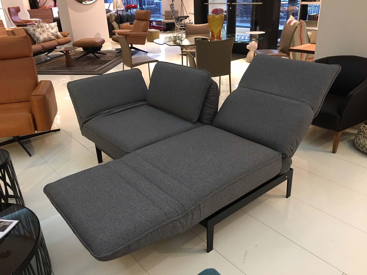 Funktionale Sofa-Sessel-Sessel-Lounge aus grauem Stoff mit schwarzem Stahlgestell von Rolf Benz 2