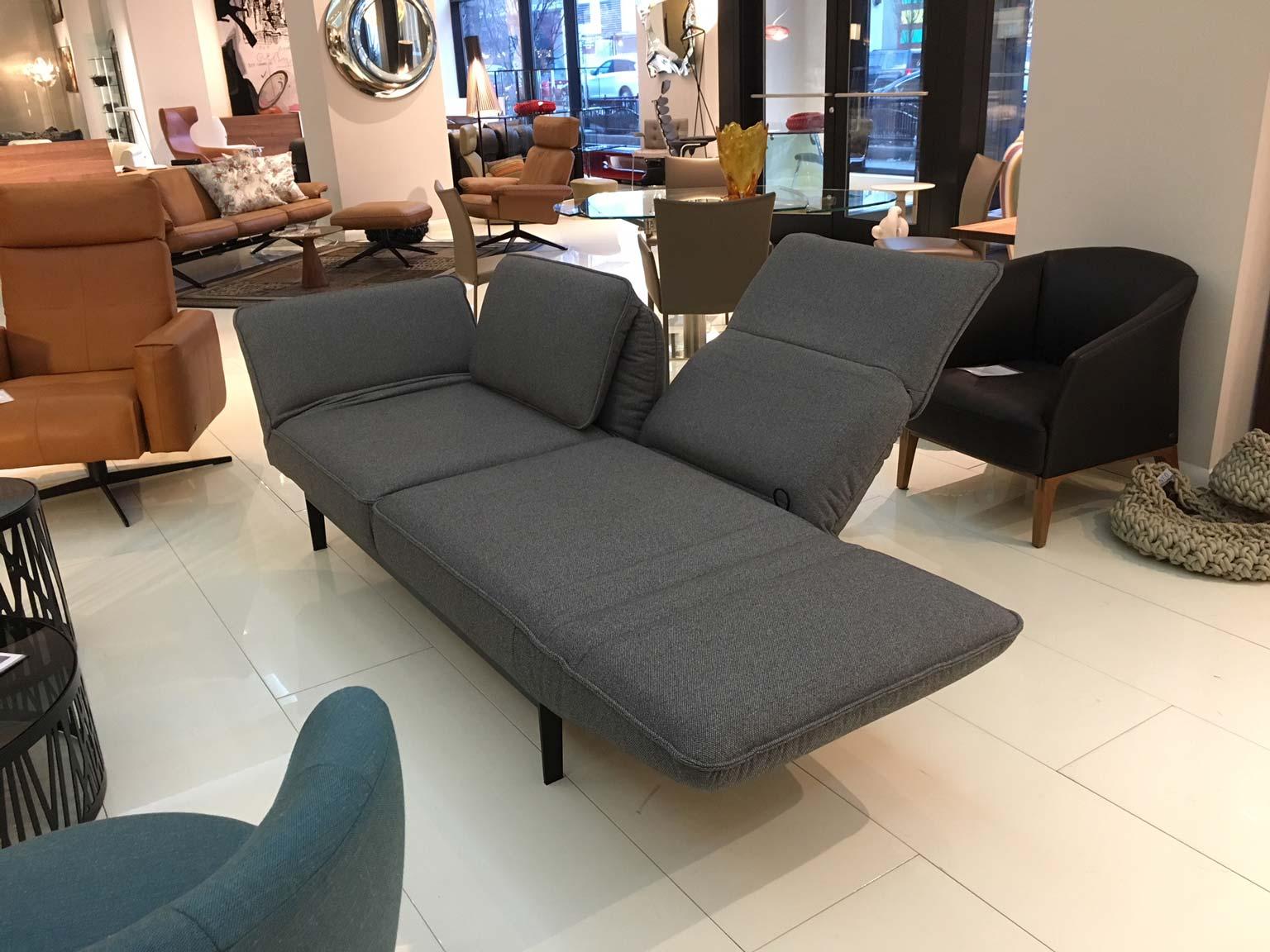 Funktionale Sofa-Sessel-Sessel-Lounge aus grauem Stoff mit schwarzem Stahlgestell von Rolf Benz 3
