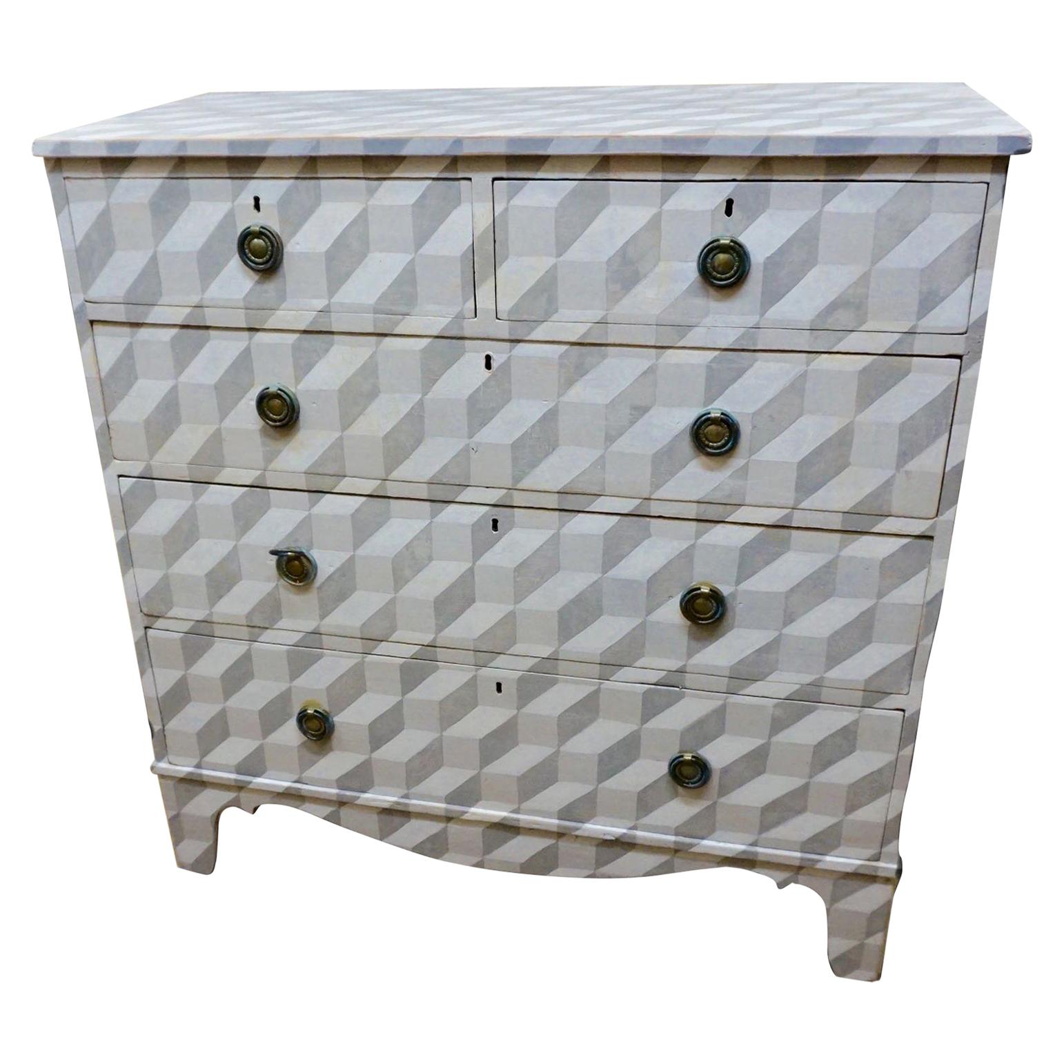 Grey Faux Painted Commode, England, 19th Century