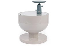 Grey Fiberglass Coffee Table with Glass Inset Top, Moooi