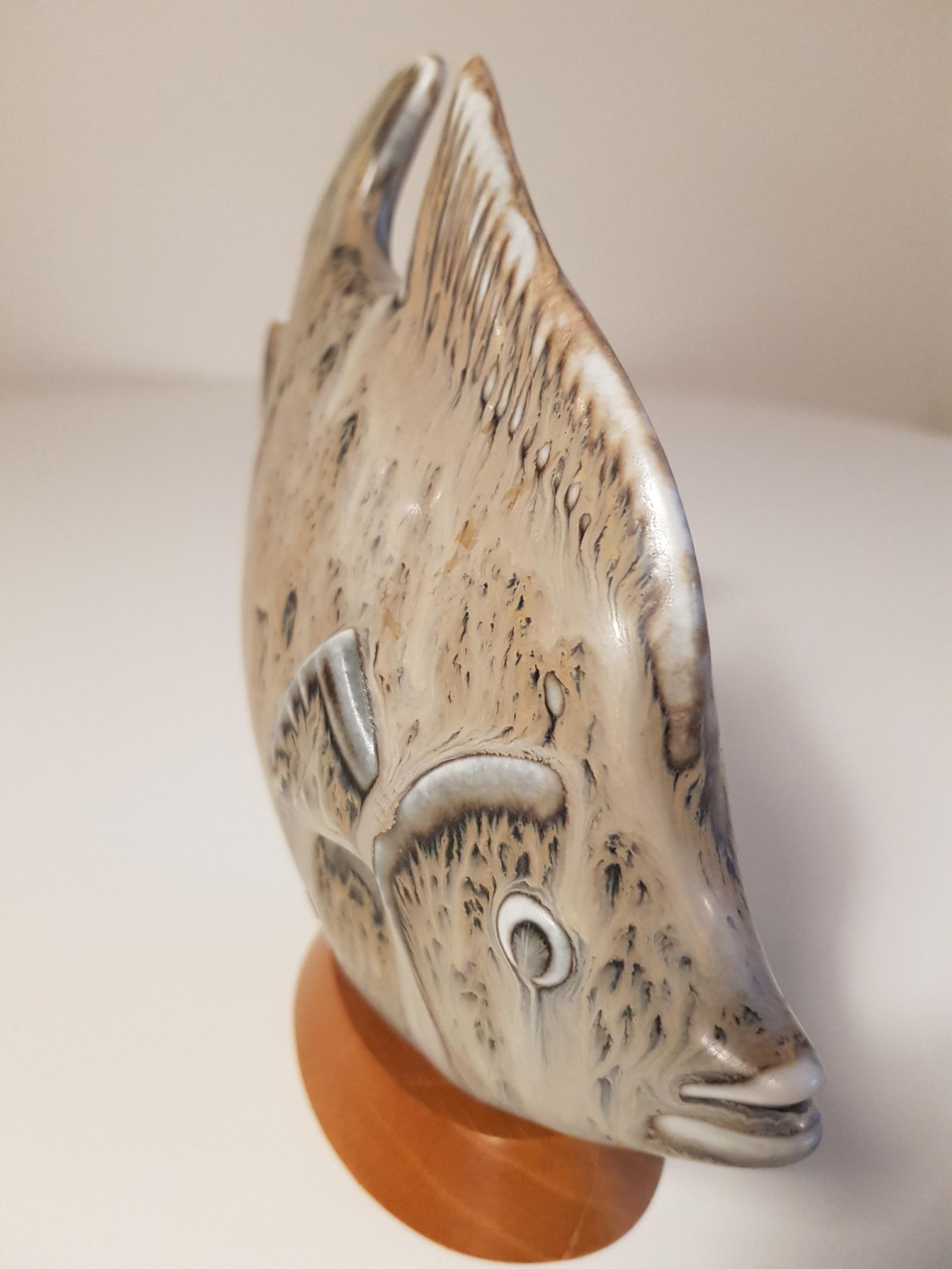 20th Century Grey Fish Stoneware 1950s by Gunnar Nylund for Rörstrand in Sweden For Sale