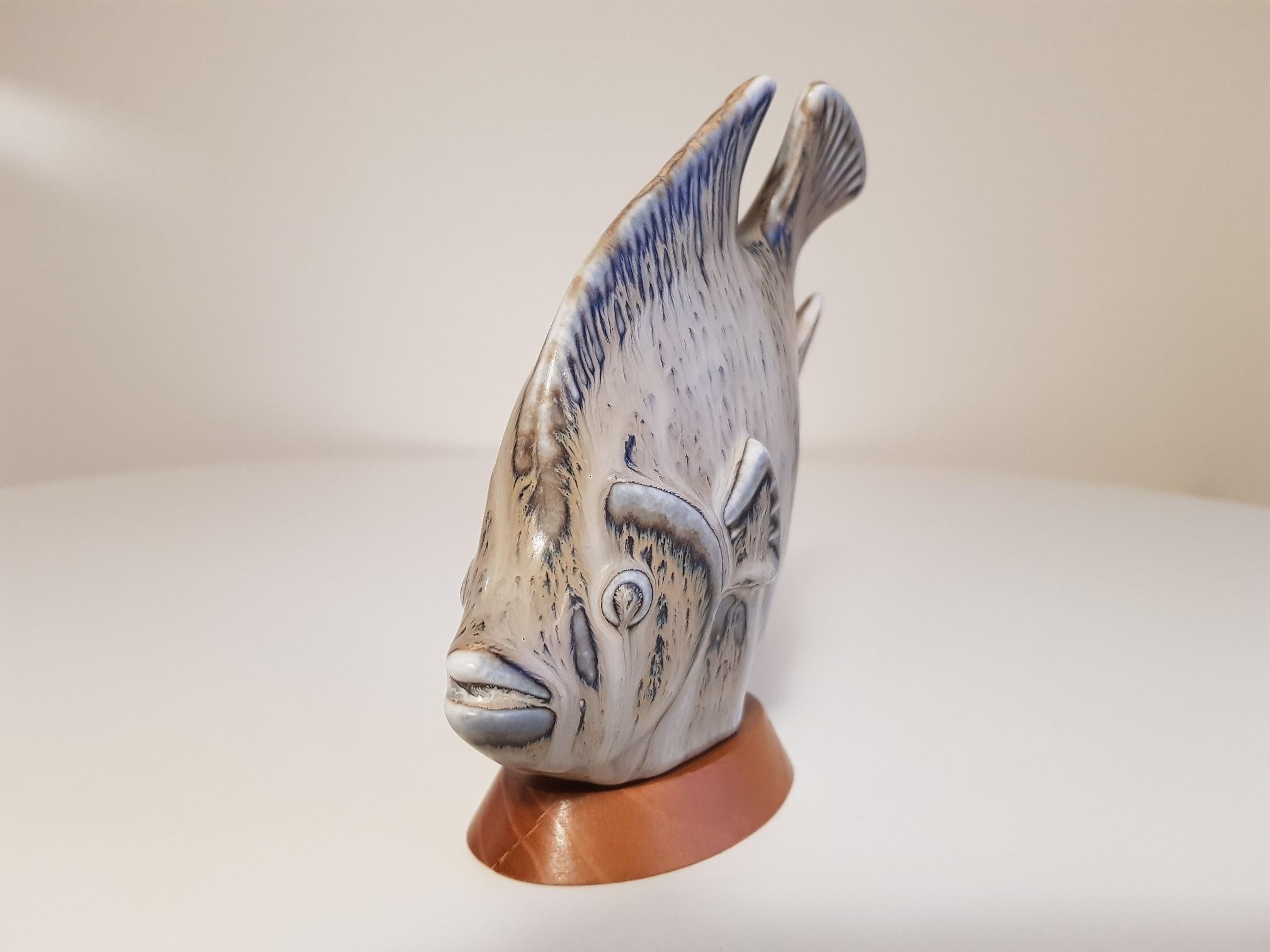 Grey Fish Stoneware 1950s by Gunnar Nylund for Rörstrand in Sweden For Sale 1