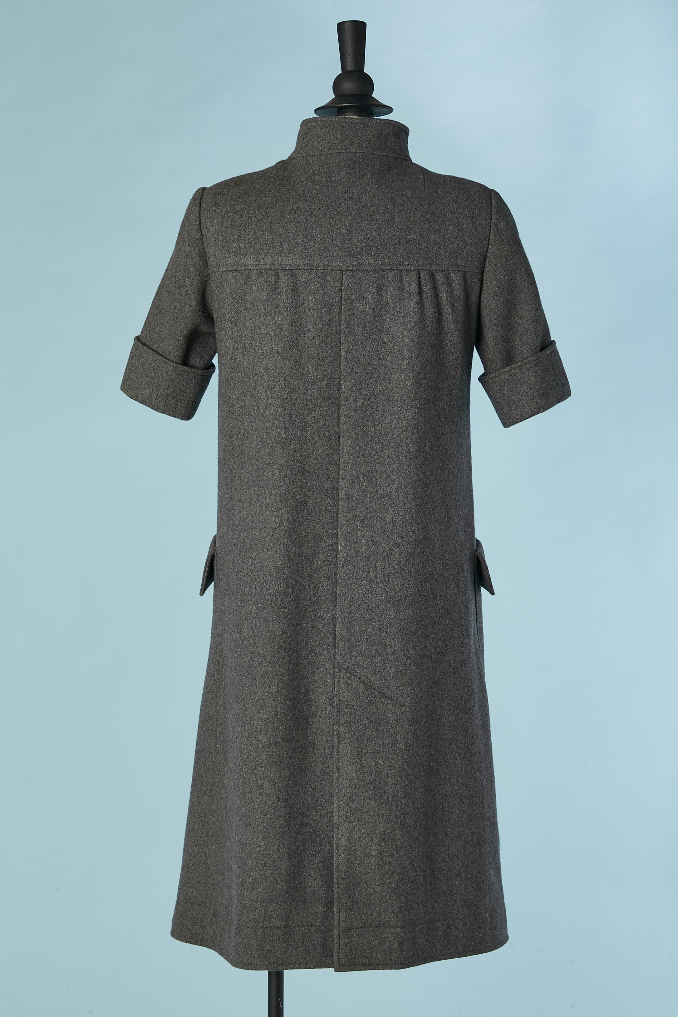 Grey flanelle day dress Karl Lagerfeld for Chloé  For Sale 1