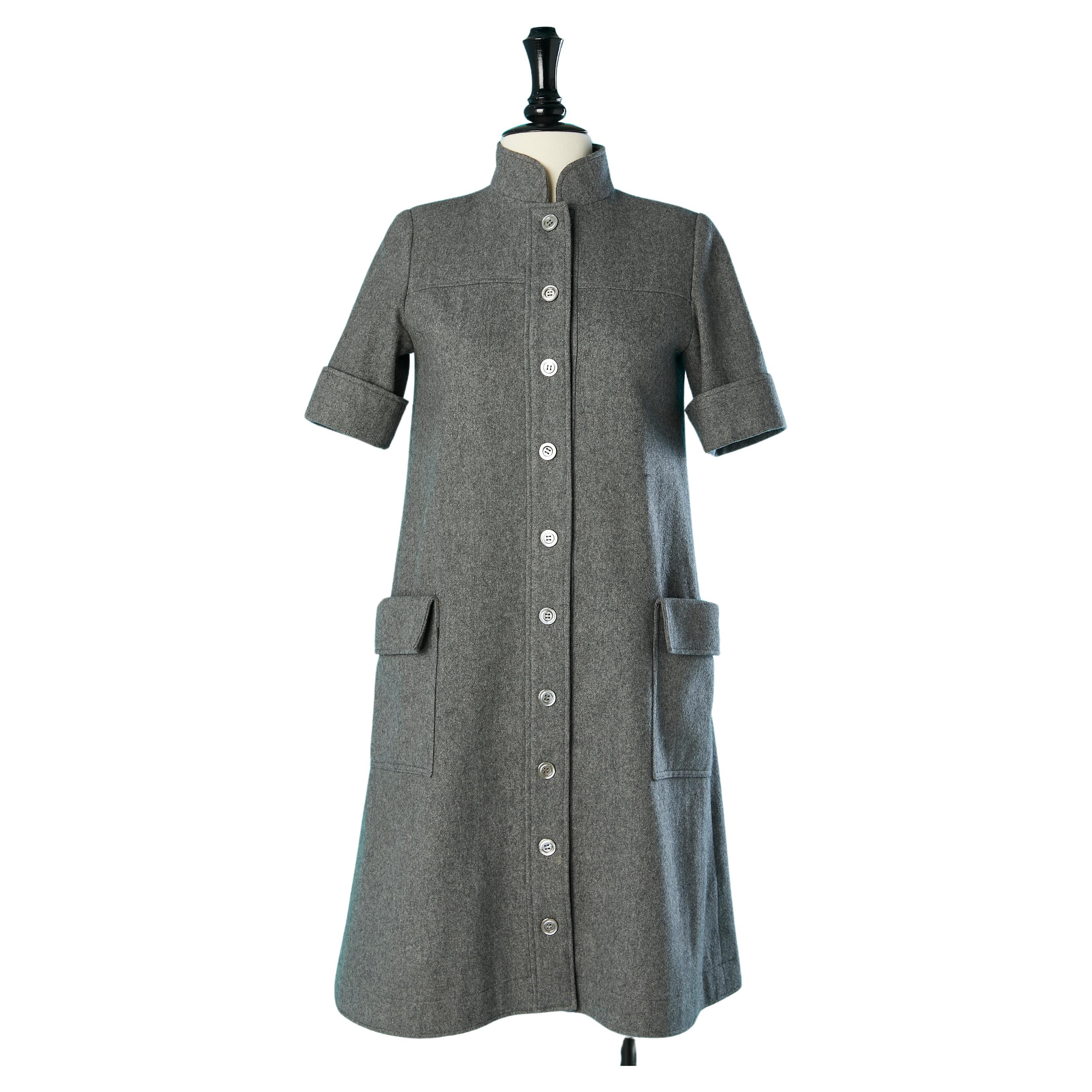Grey flanelle day dress  Karl Lagerfeld for Chloé For Sale