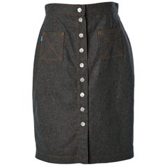 Falda flanelle gris con cierre a presión en la parte delantera central Jeans de Christian Lacroix
