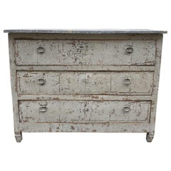 Grey French Chest of Drawers-Late 1800s