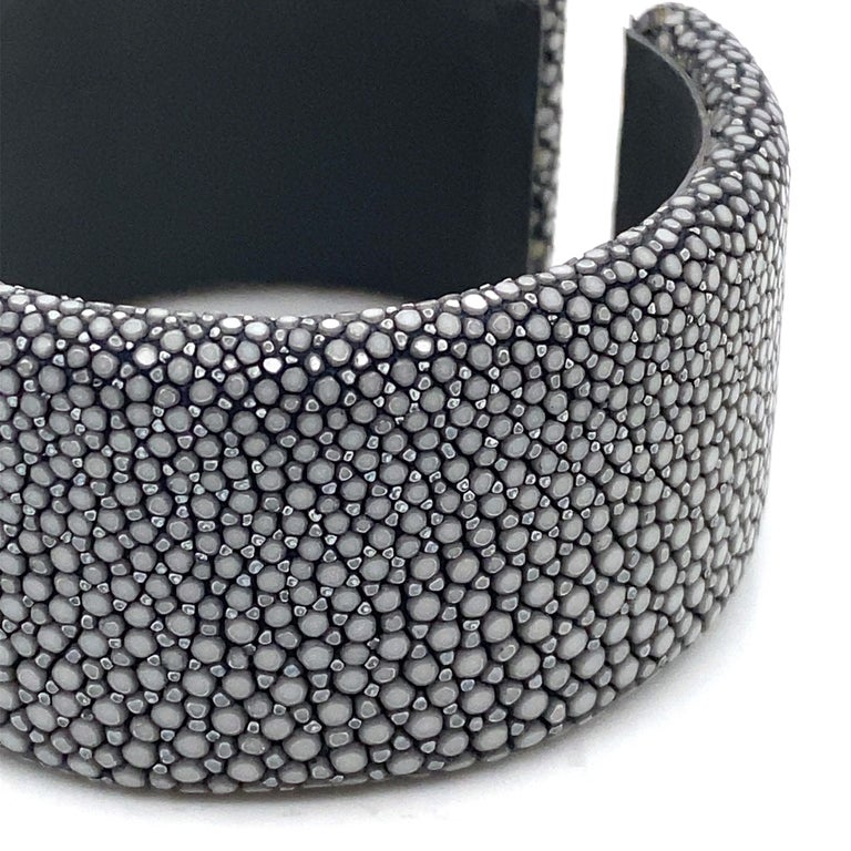 Grey Galuchat Cuff Bracelet For Sale at 1stDibs | galuchat bracelet