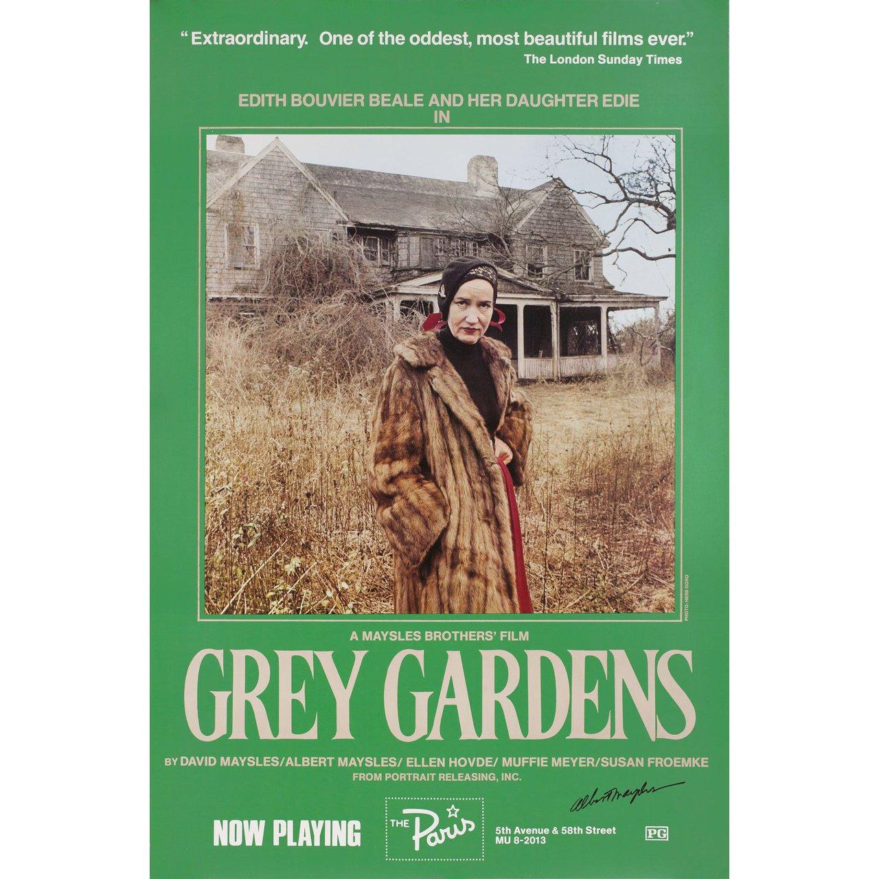 Original 1975 U.S. one sheet poster by Herb Goro for the documentary film Grey Gardens directed by Ellen Hovde / Albert Maysles / David Maysles / Muffie Meyer with Edith 'Little Edie' Bouvier Beale / Edith Bouvier Beale / Brooks Hyers / Norman