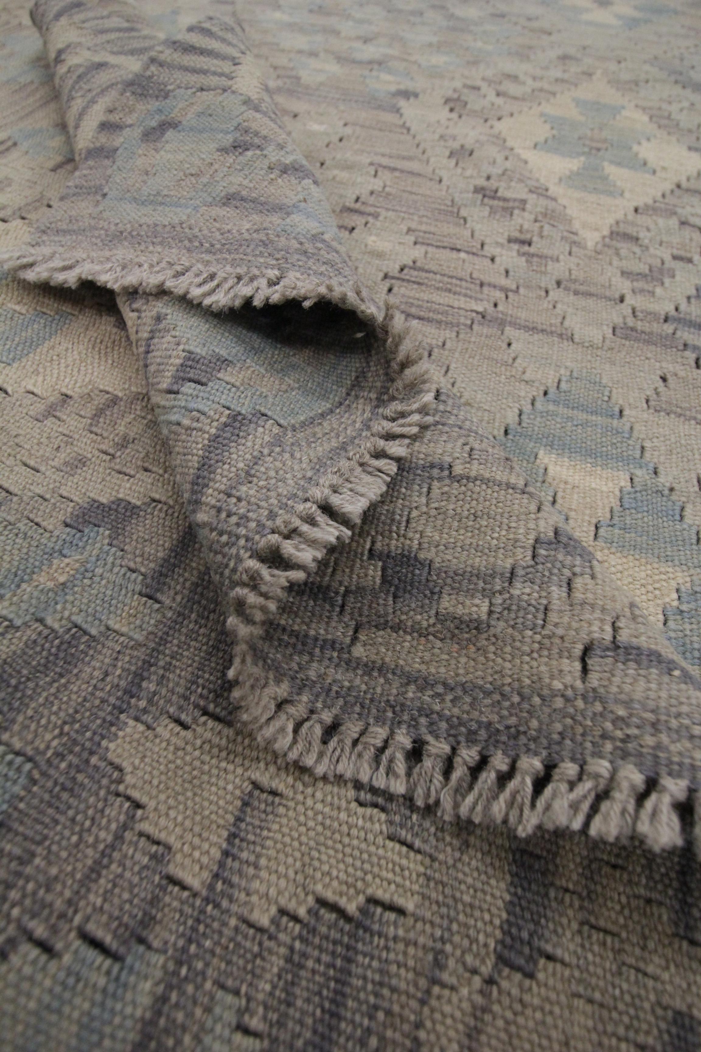Alfombra Kilim Gris Alfombra Tradicional Kilim Estilo Escandinavo Alfombra de Lana Marrón Siglo XXI y contemporáneo en venta