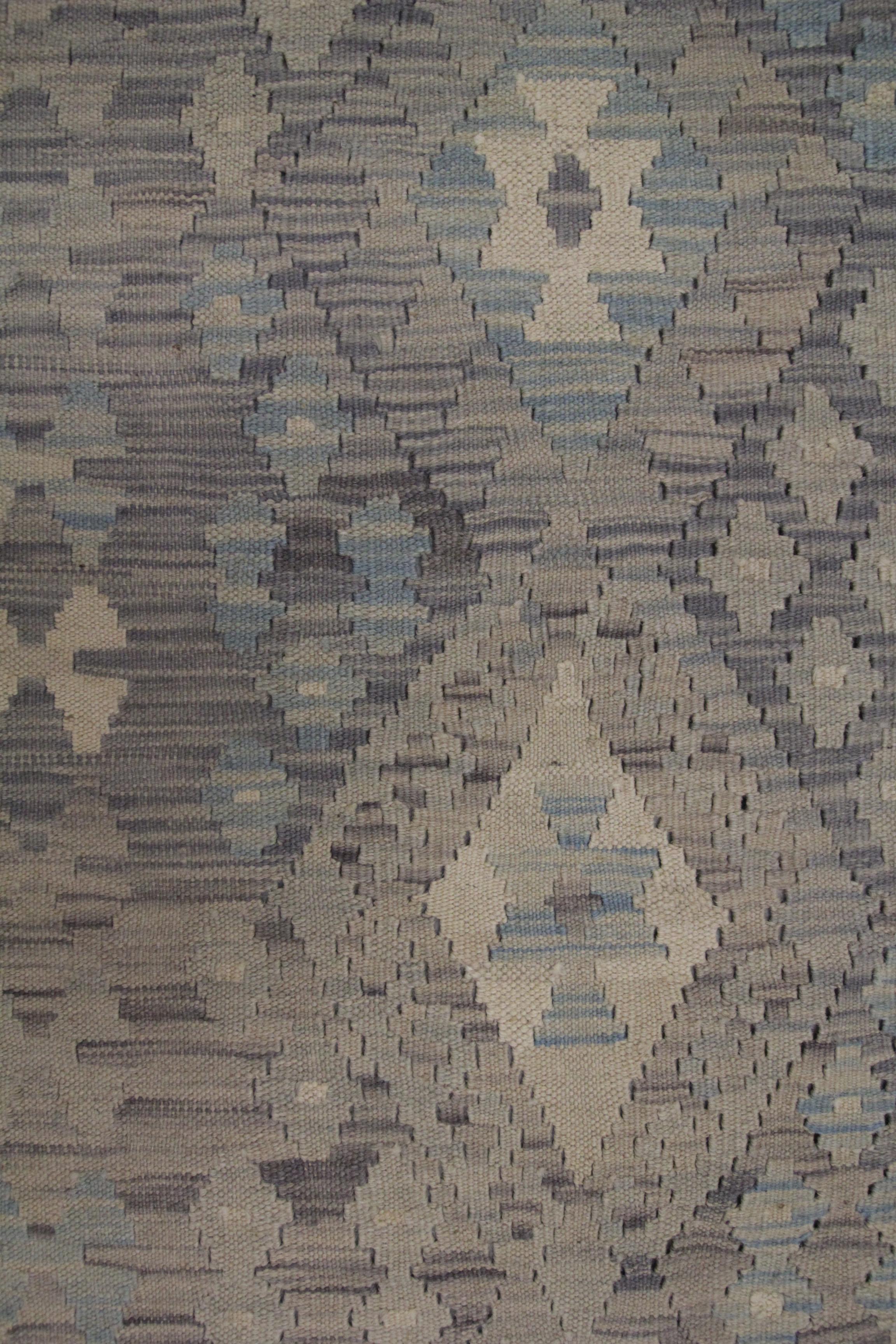 Grey Kilim Rug Traditional Carpet Kilim Scandinavian Style Brown Wool Area Rug For Sale 2