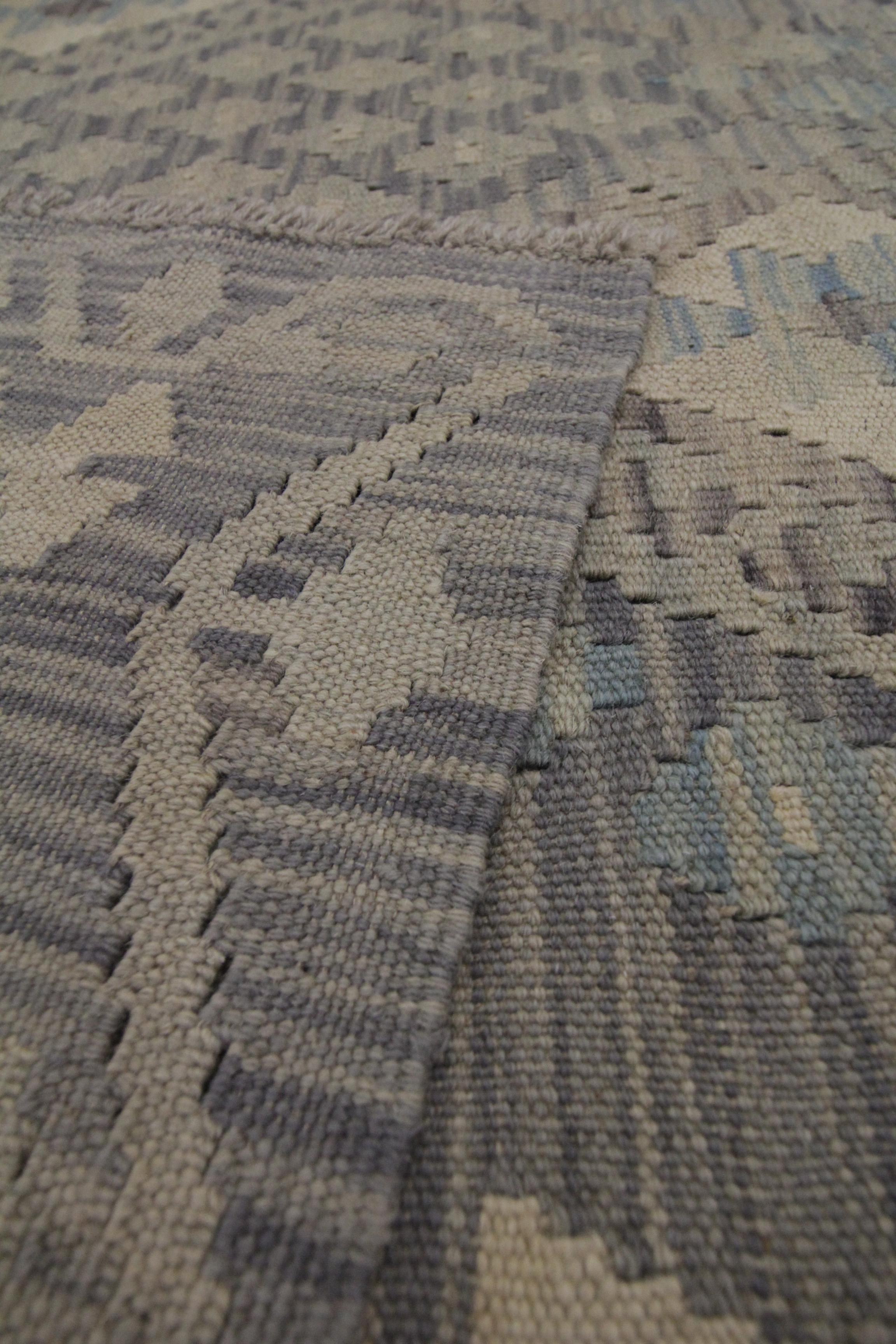 Alfombra Kilim Gris Alfombra Tradicional Kilim Estilo Escandinavo Alfombra de Lana Marrón en venta 3