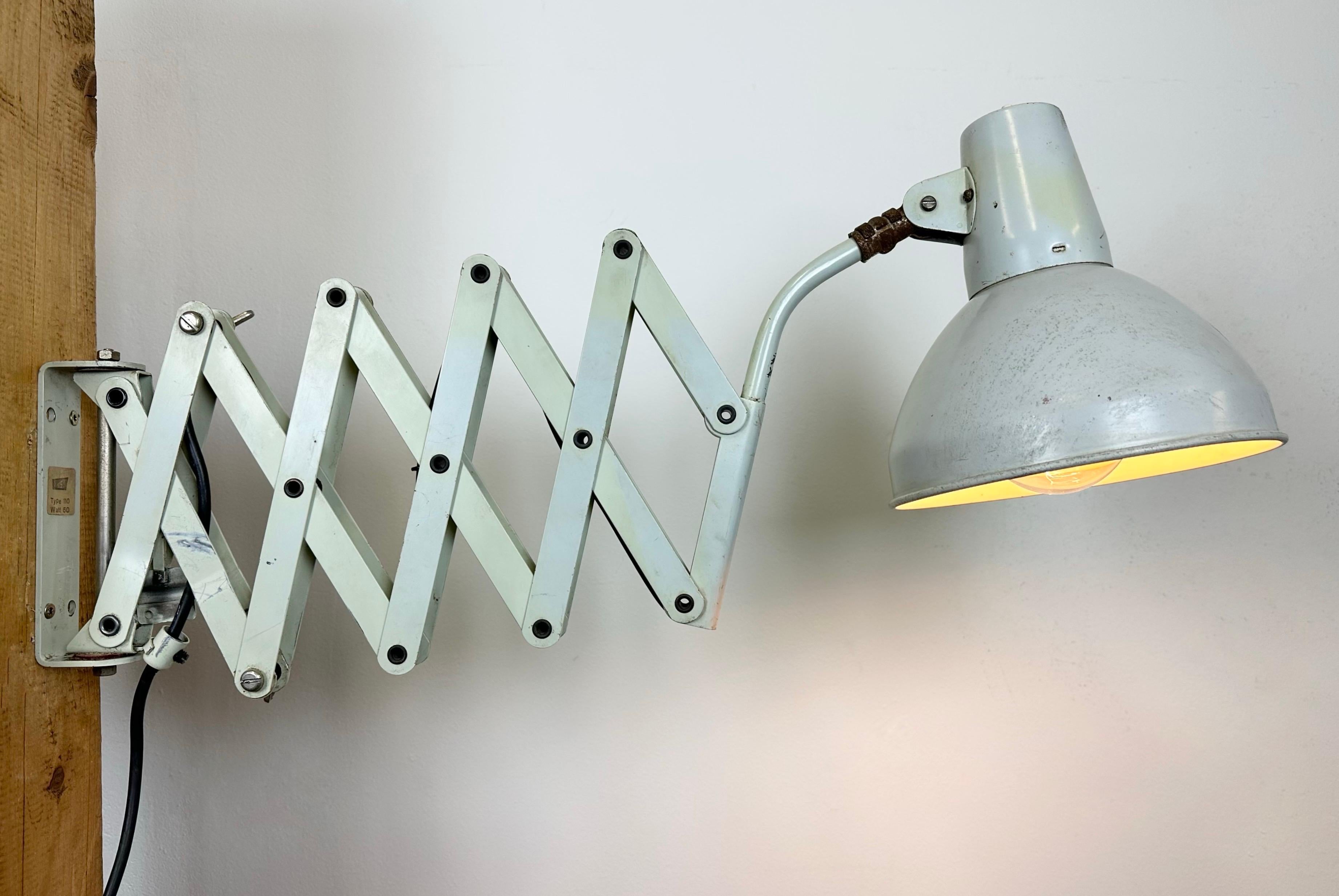 Grey German Industrial Scissor Wall Lamp from SIS, 1960s For Sale 13