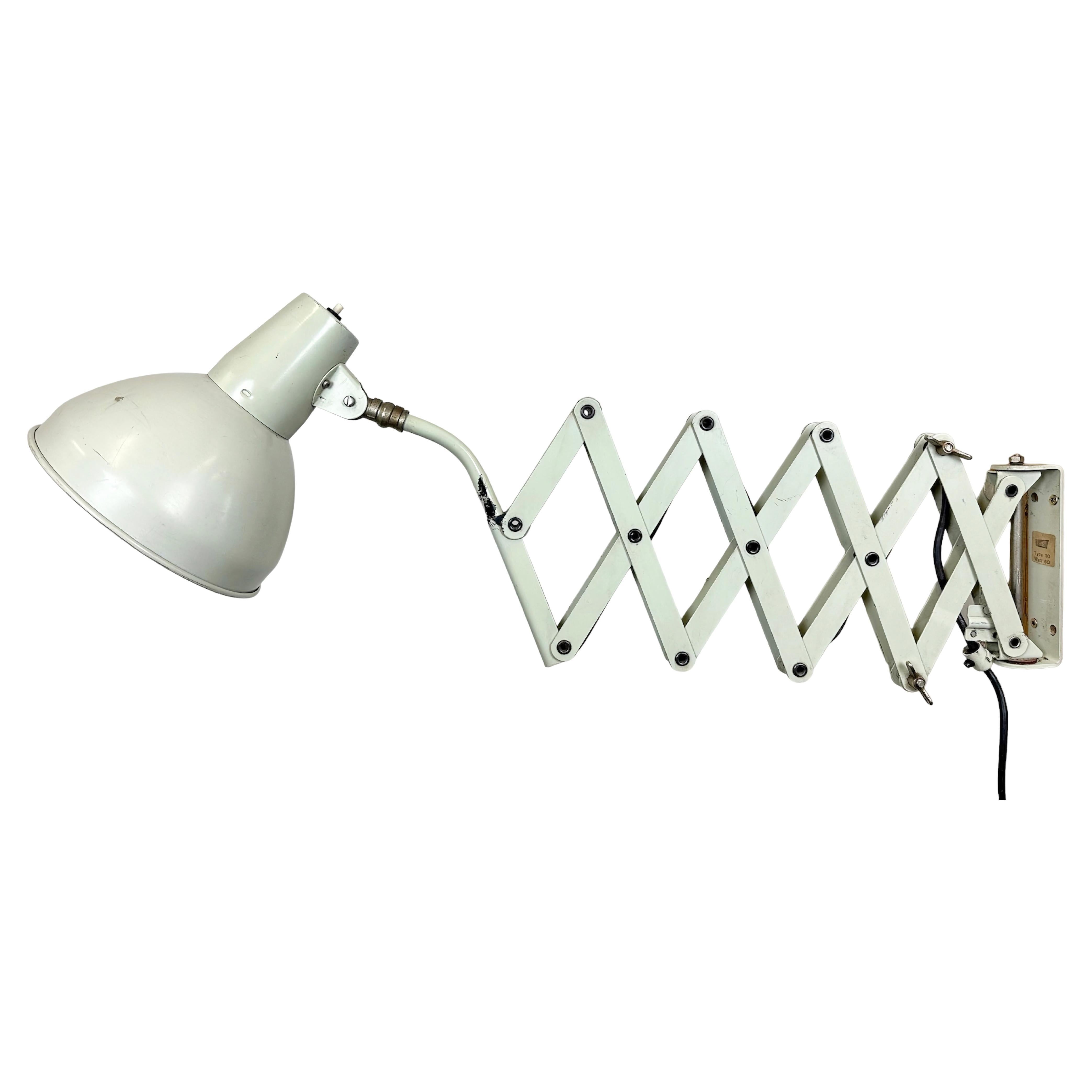 Grey German Industrial Scissor Wall Lamp from SIS, 1960s For Sale