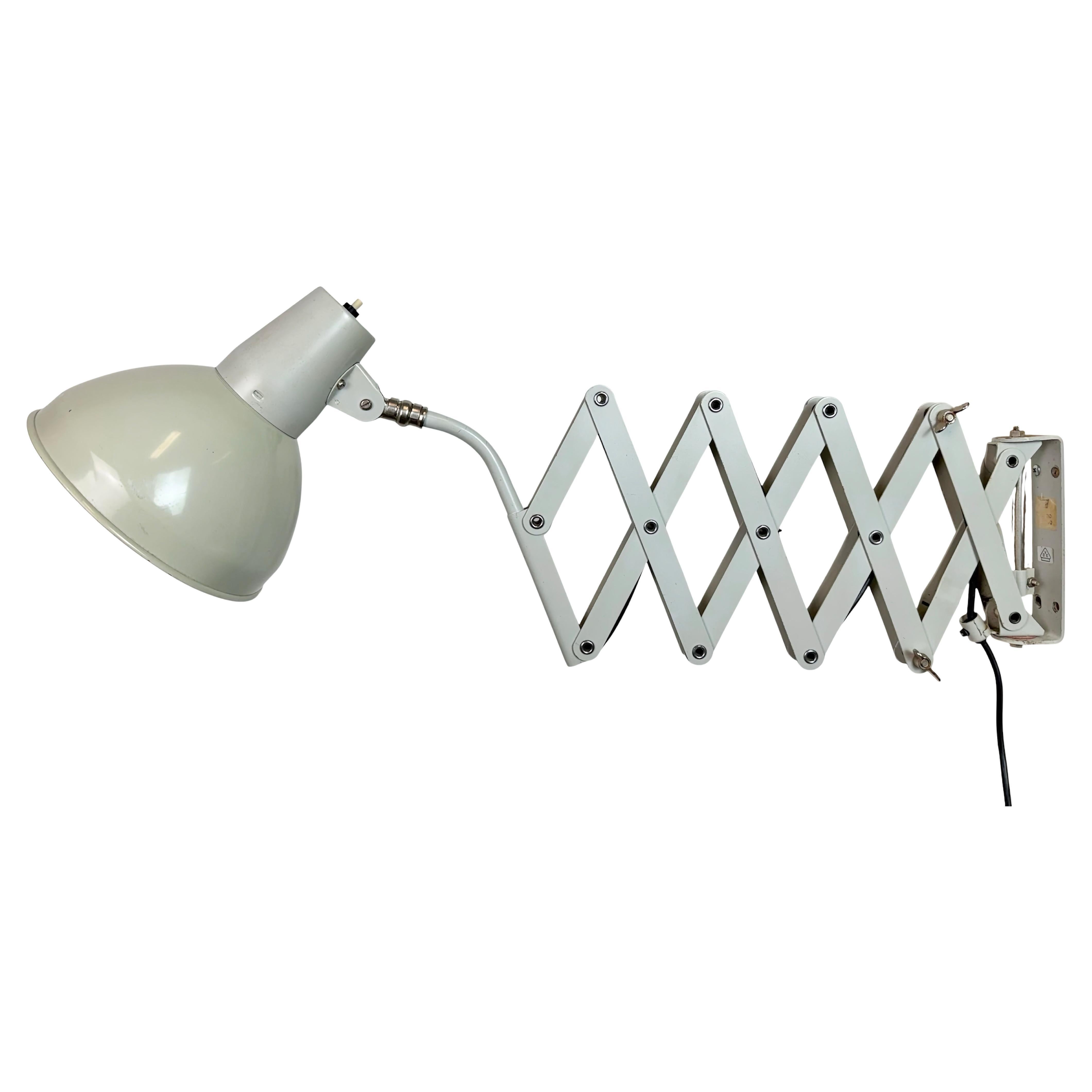 Grey German Industrial Scissor Wall Lamp from SIS, 1960s