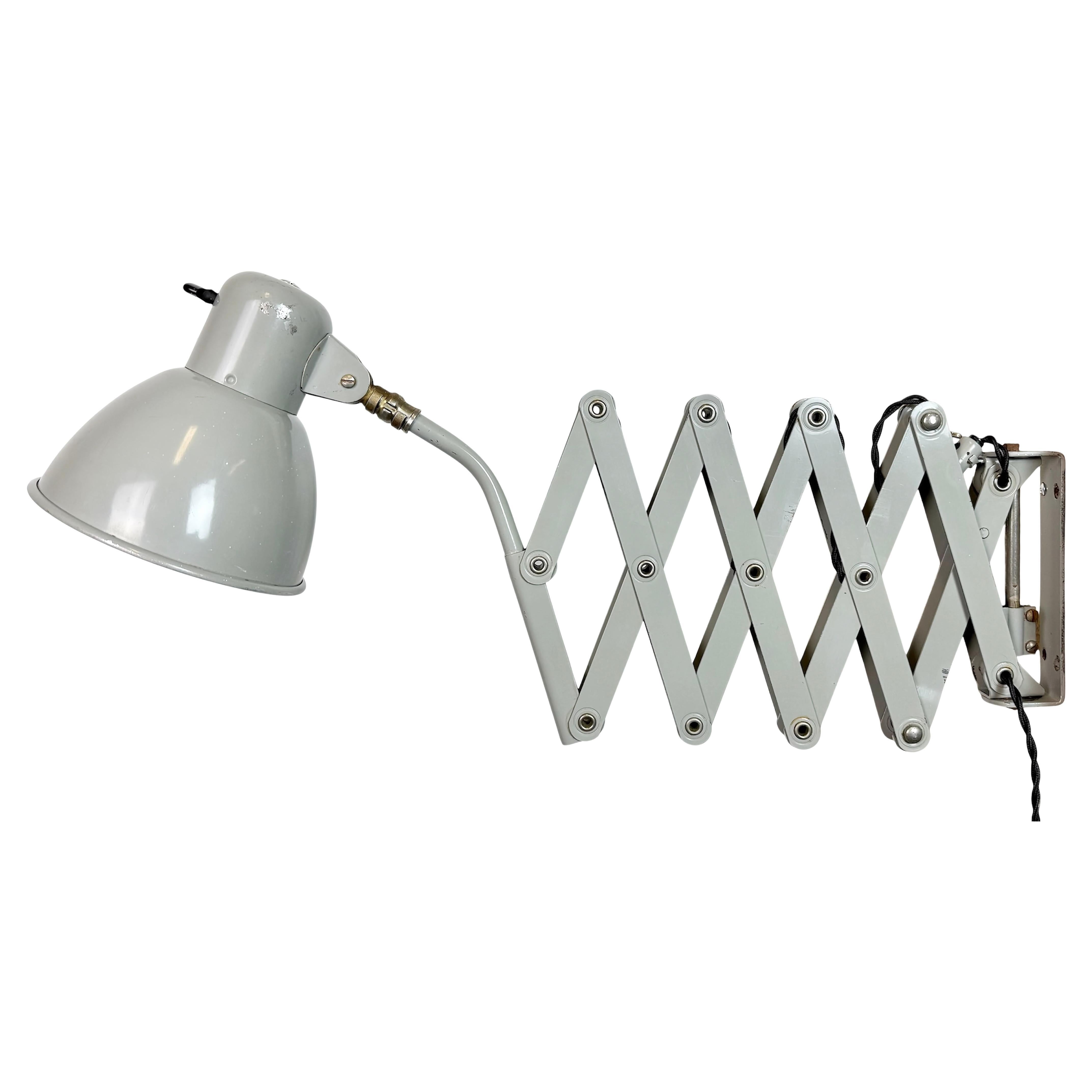Grey German Industrial Scissor Wall Lamp from SIS, 1960s