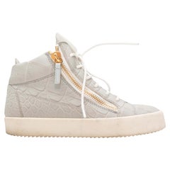 Grey Giuseppe Zanotti Embossed Croc High-Top Sneakers