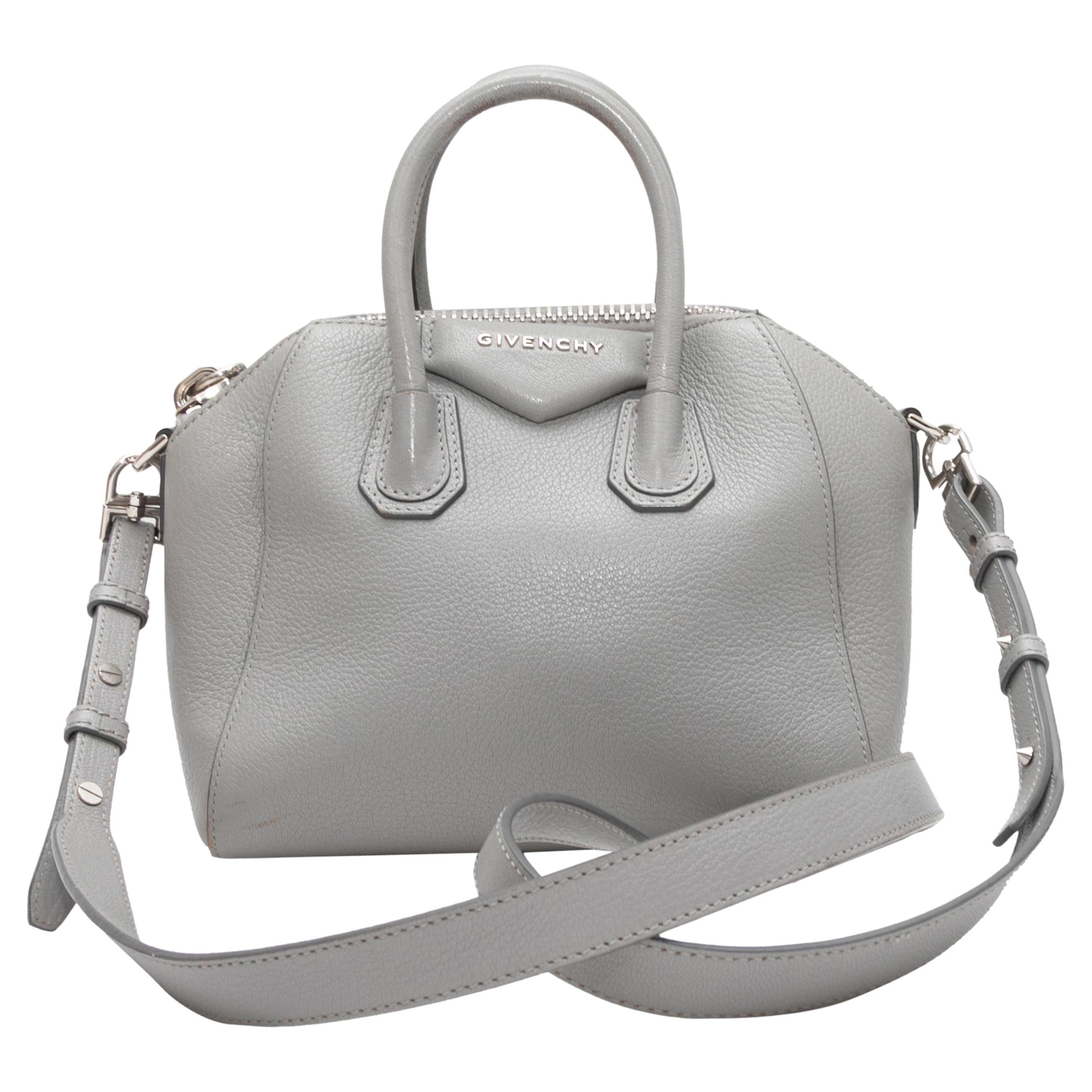 Grey Givenchy Mini Antigona Handbag For Sale
