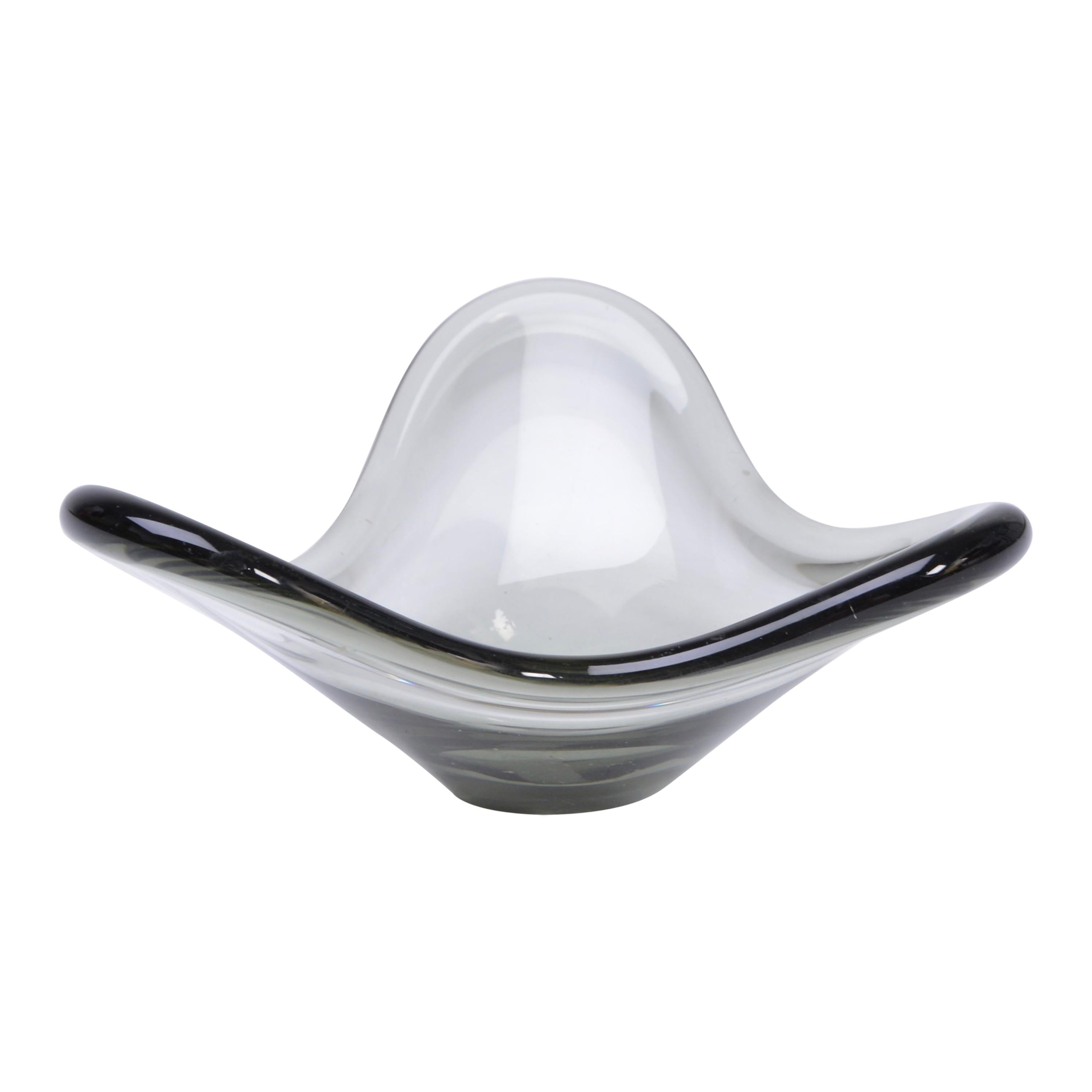Grey Glass Bowl from the "Fionia" Series Designed by Per Lütken for Holmegaard For Sale