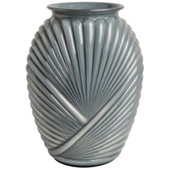 Vase « plissé » Art Déco en verre gris