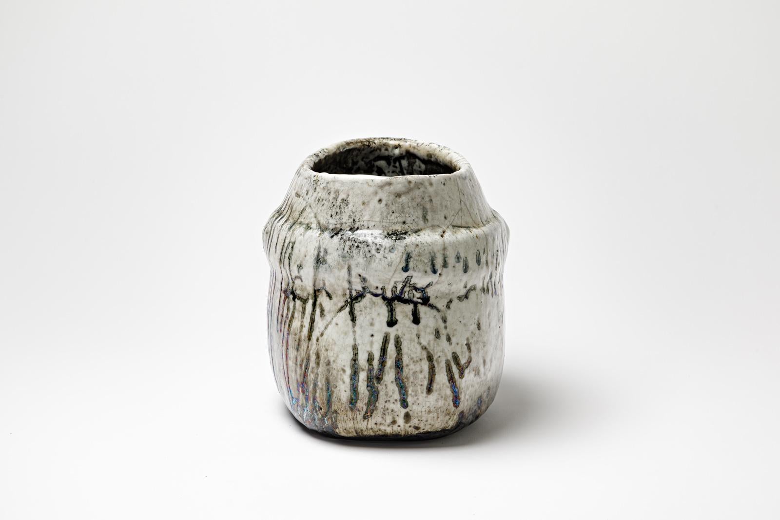 Beaux-Arts Ciotola in ceramica smaltata grigia con riflessi metallici di Gisèle Buthod-Garçon, 1990 in vendita