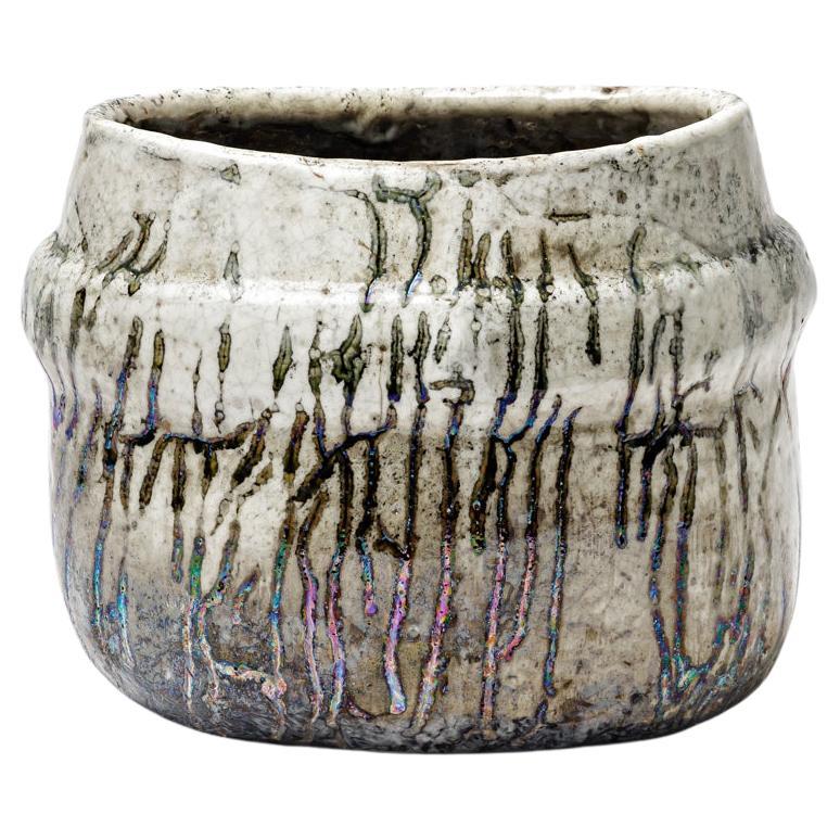 Ciotola in ceramica smaltata grigia con riflessi metallici di Gisèle Buthod-Garçon, 1990