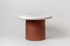 Grey glazed ceramic stool or coffee table by Mia Jensen, 2024.