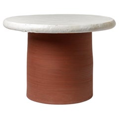 Grey glazed ceramic stool or coffee table by Mia Jensen, 2024.