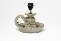 Grey glazed ceramic table lamp by Jean Maubrou, circa 1940-1950