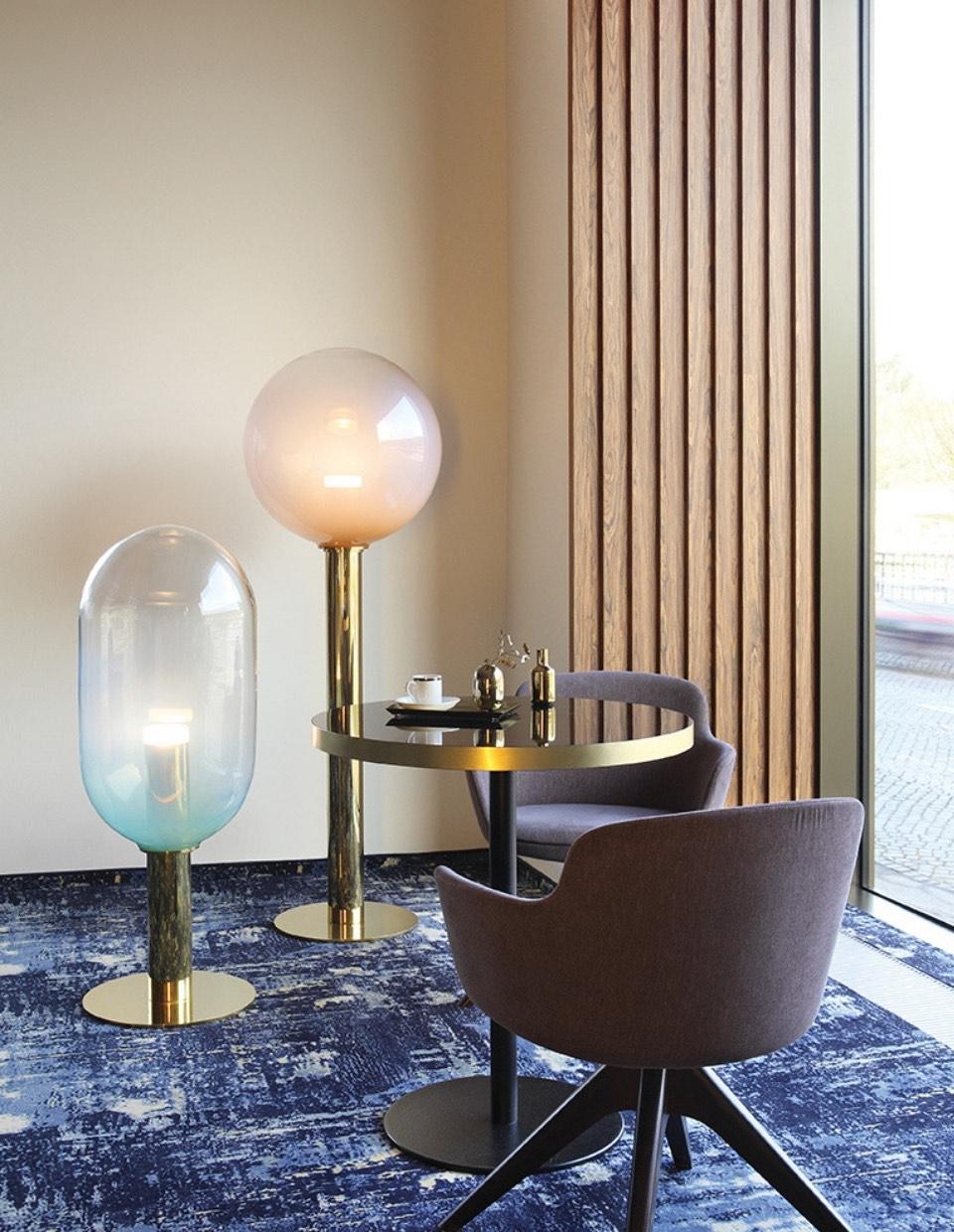 Czech Grey / Gold Crystal Glass Floor Lamp Phenomena by Dechem Studio for Bomma For Sale