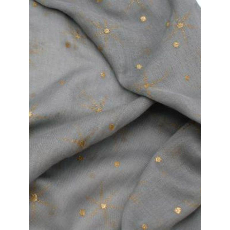 Gray Grey gold sun motif cashmere-blend shawl For Sale