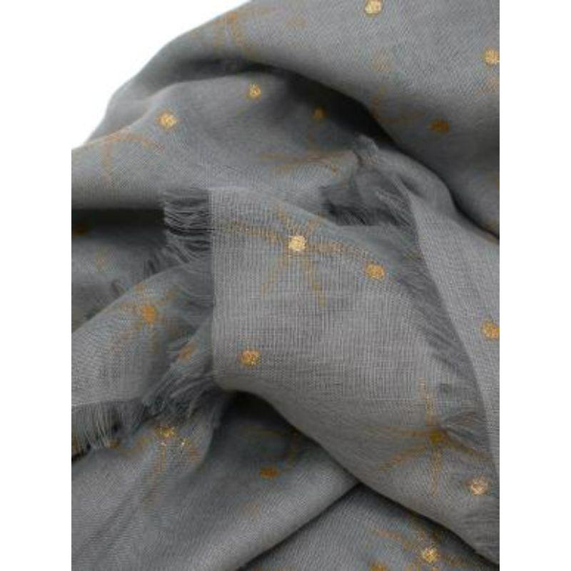 Grey gold sun motif cashmere-blend shawl In Good Condition For Sale In London, GB