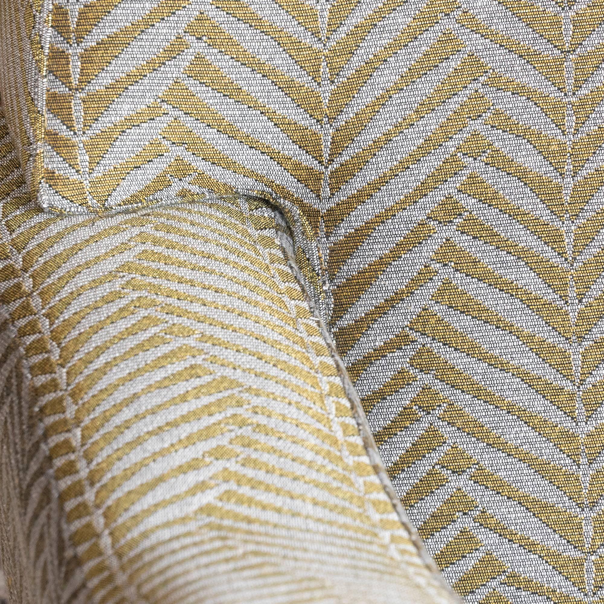 Mid-Century Modern Grey/Gold Woven Fabric and Steel Structure Pair of Armchairs, Italy, circa 1950