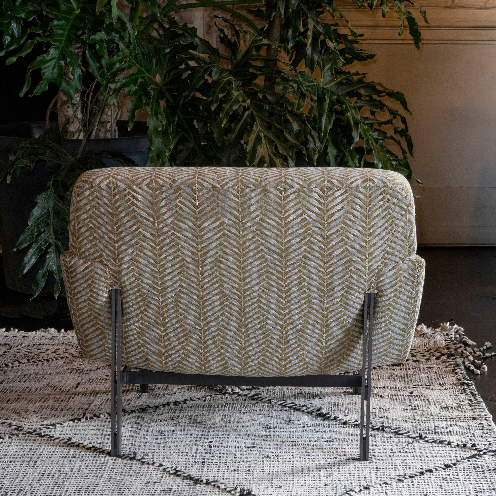 Grey/Gold Woven Fabric and Steel Structure Pair of Armchairs, Italy, circa 1950 2